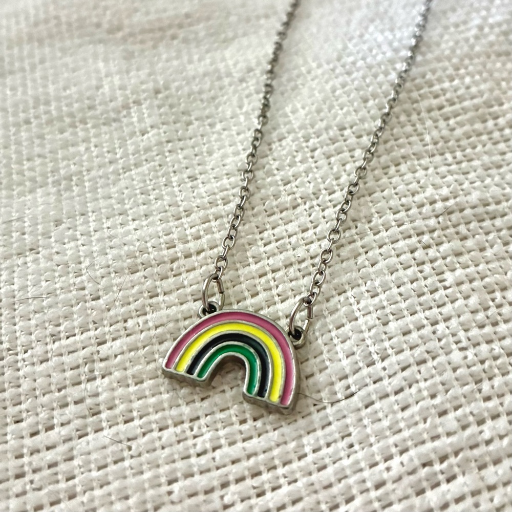 Rainbow Pendant Pride Necklace Silver Chain